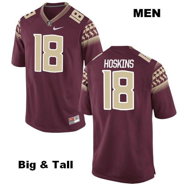 Men's NCAA Nike Florida State Seminoles #18 Ro'Derrick Hoskins College Big & Tall Red Stitched Authentic Football Jersey NFT1269ID